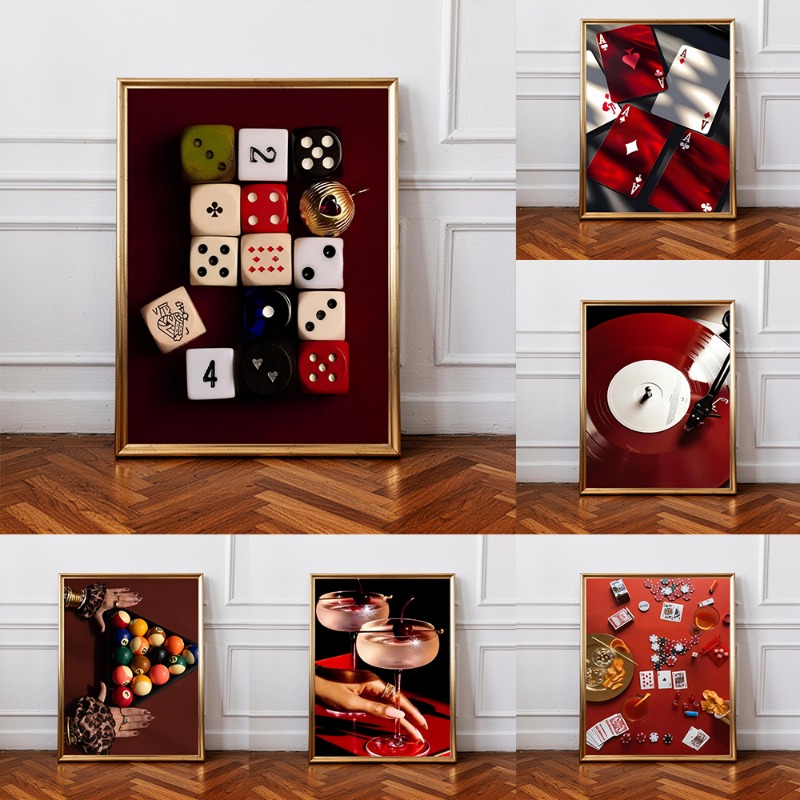 Luxury Lifestyle Furniture - レトロナイトライフカジノポーカーダイスポスターギャンブルゲーム高級ライフスタイルキャンバス絵画トレンディな壁アートリビングルーム家の装飾