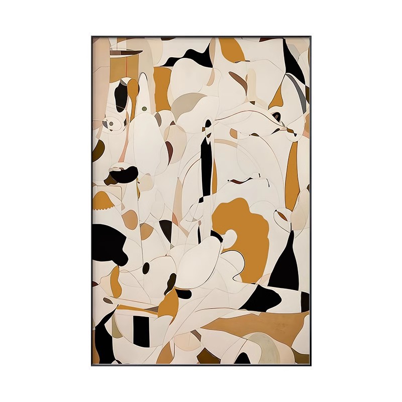 Luxury Lifestyle Background - クリームスタイルの抽象画、リビングルーム用大型装飾画、高級感のある玄関壁画、ソファ背景壁掛け