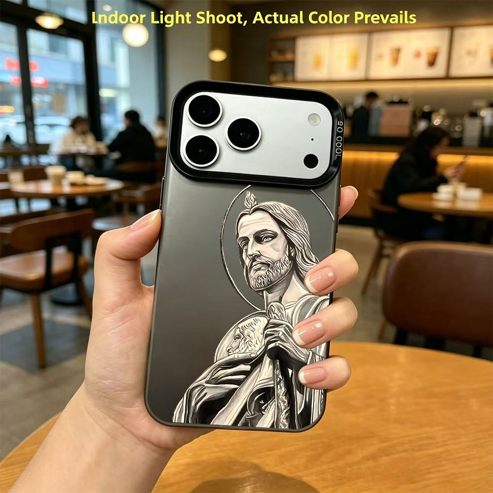 Apple Iphone 16 - サン・ジュダス・タデオ柄デザインのiPhoneケース（iPhone 18、17、16、15、14、13、12、11 Pro、Xs Max、Plus、Air、Mini、XR、X、17e、16e対応）保護カバー
