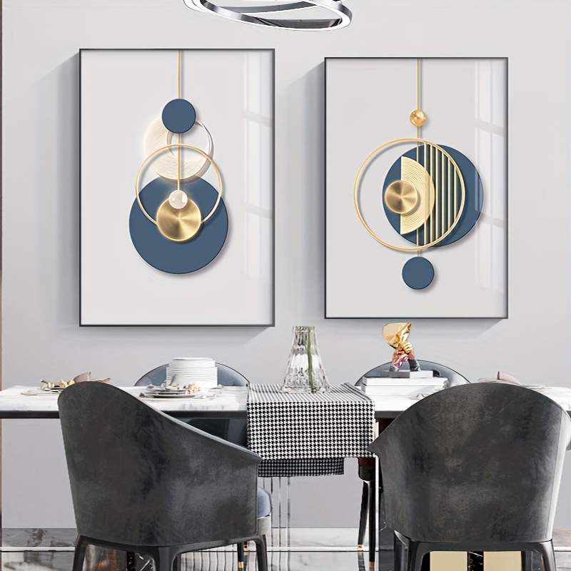 3 個のモダンなウォールアート絵画ゴールデンブルーポスター高 - Luxury Lifestyle Furniture のレビューと価格