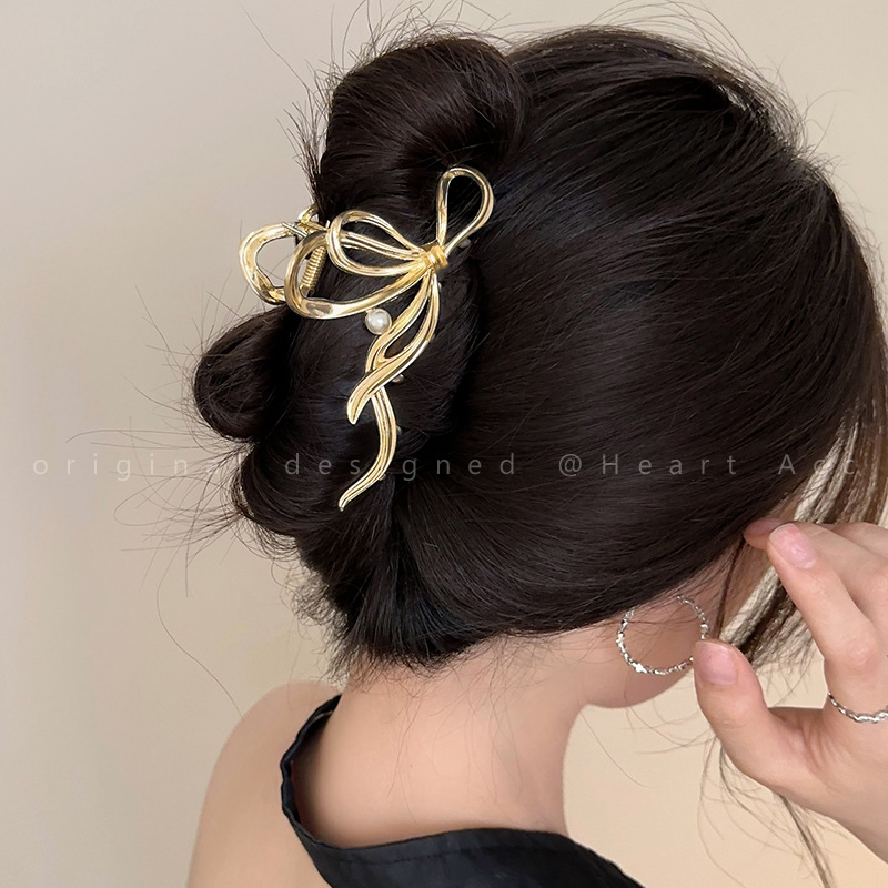3.9インチの軽量高級メタルヘアクロウ、韓国風リボン付きシャ - Luxury Lifestyle Hair のレビューと価格