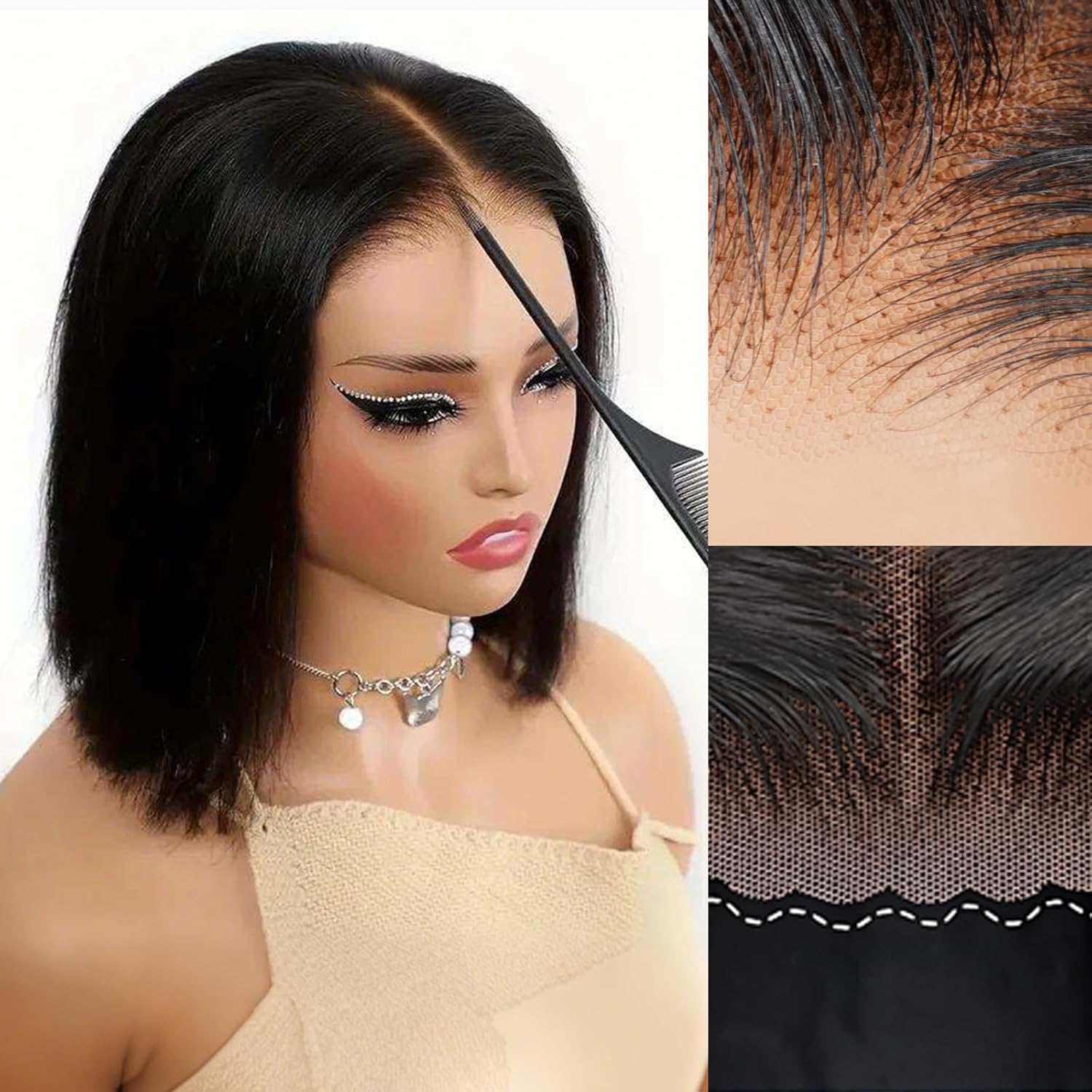 スマイルガール 5x5 HDレース ショートボブウィッグ 人 - Luxury Lifestyle Hair のレビューと価格