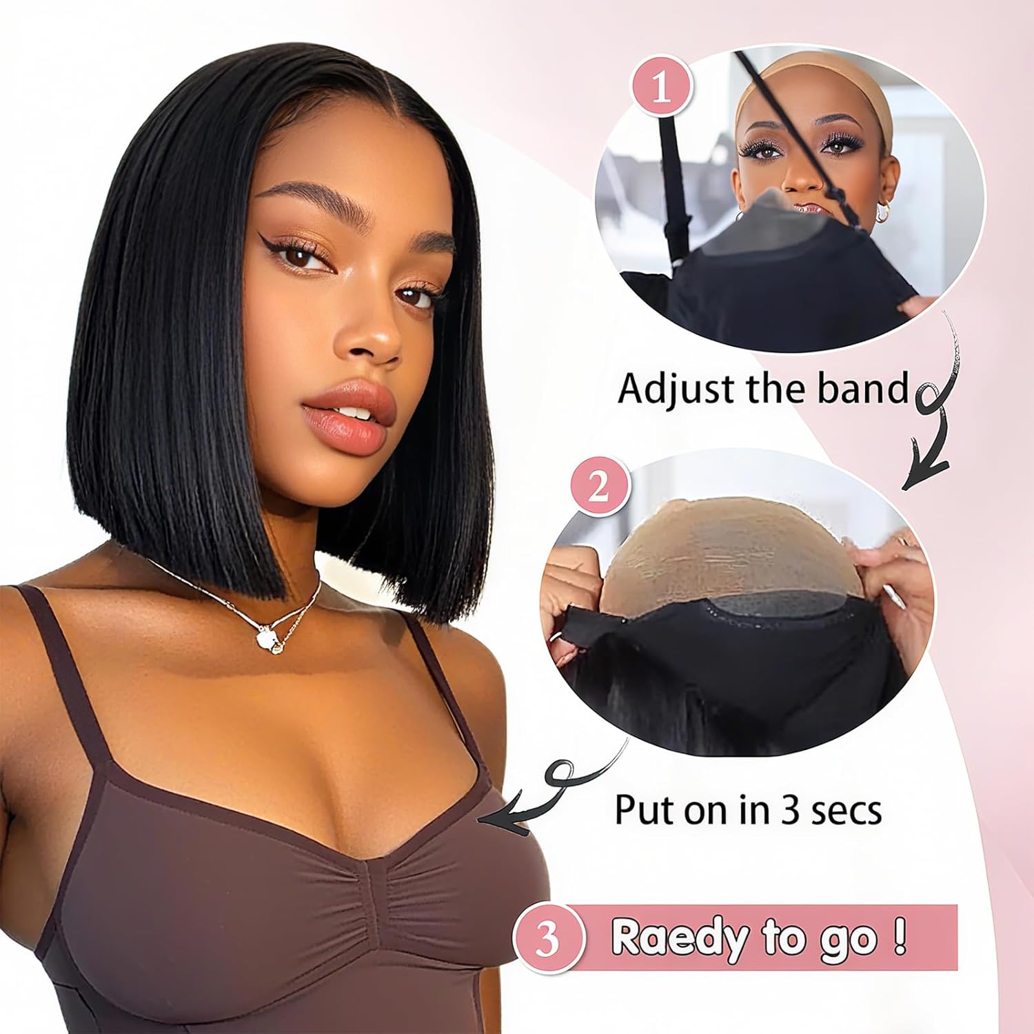 スマイルガール 5x5 HDレース ショートボブウィッグ 人 - Luxury Lifestyle Hair のレビューと価格