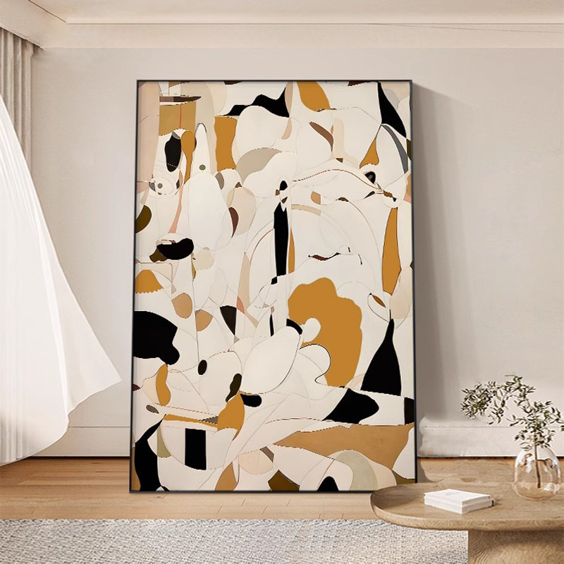 クリームスタイルの抽象画、リビングルーム用大型装飾画、高級感 - Luxury Lifestyle Background のレビューと価格